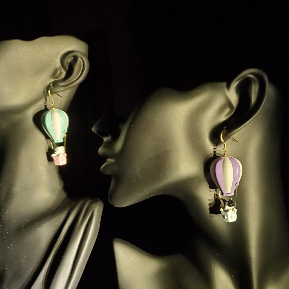 Mint & Pink Hot Air Balloon Dangle Earrings
